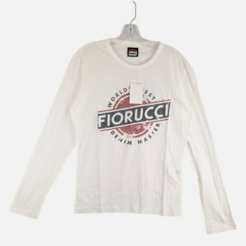 Men’s Fiorucci Cream Long Sleeve Tee with Red and Black Logo